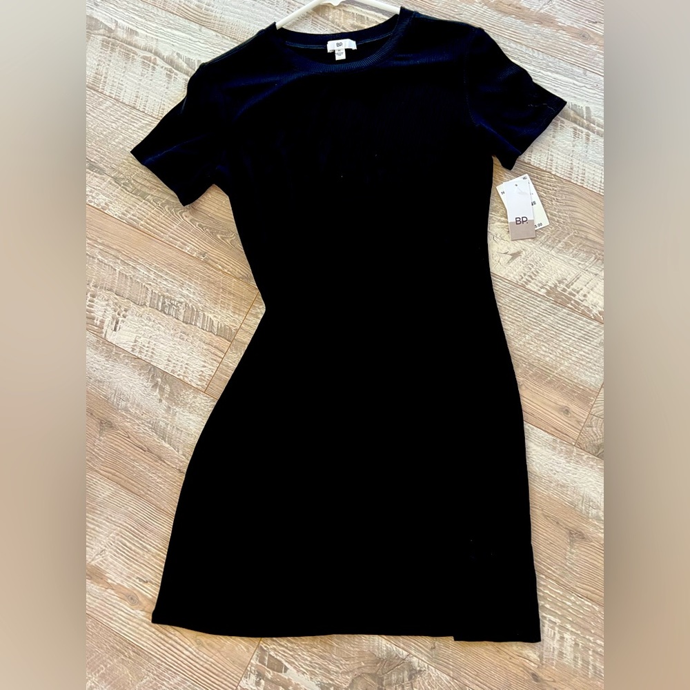 Womens/ Juniors BP. Front Slit, Ribbed TShirt Dress sz S BLACK!